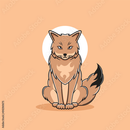 Coyote clipart. Flat vector illustration.