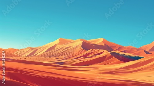 Tranquil Minimalist Desert Landscape: Sand Dunes and Blue Sky