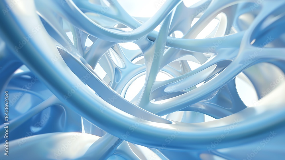 A close-up abstract image with intertwining blue and white organic shapes creating a dynamic and intricate visual composition. A close-up abstract image with intertwining blue and white organic shapes creating a dynamic and intricate visual composition.