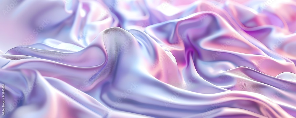 Obraz premium Abstract closeup of silky fabric with iridescent hues of pink and purple, creating a luxurious and soft texture, perfect for backgrounds or designs.