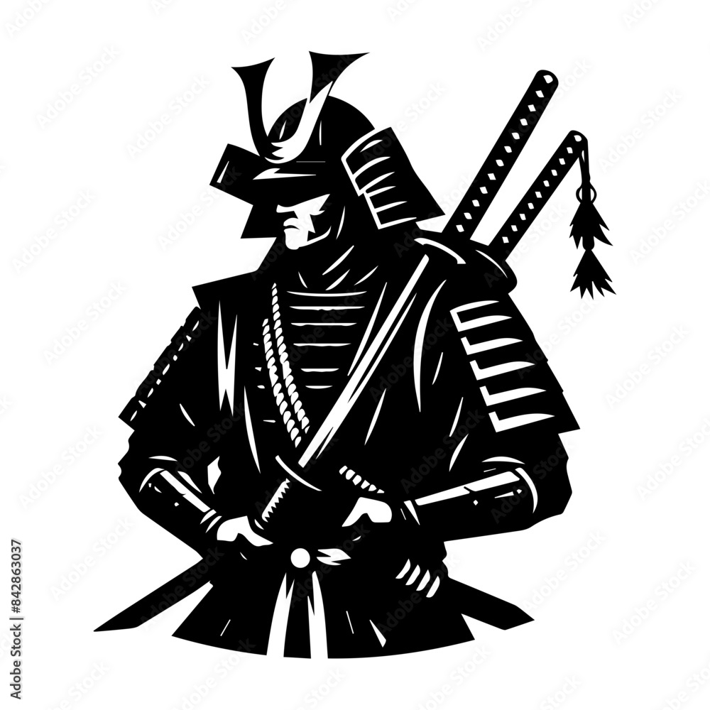 Obraz premium samurai warrior character illustration 