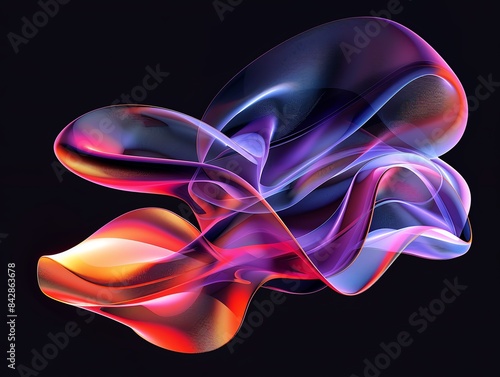 Vibrant flowing abstract shapes in dynamic colors, creating a mesmerizing visual effect against a dark background.
