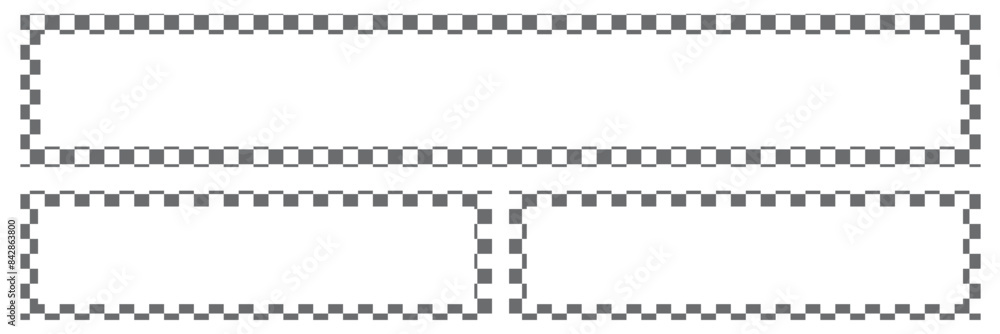 Rectangle frame with checkered print on borders. Rectangular vignette with checkerboard, race flag or chess game pattern isolated on white background. Vector illistration. EPS 10 Save to Library Rectangle frame with checkered print on borders. Rectangular vignette with checkerboard, race flag or chess game pattern isolated on white background. Vector illistration. EPS 10 Save to Library