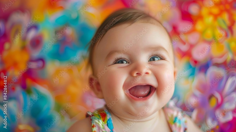 Another happy baby with a bright, colorful background, Another happy baby with a bright, colorful background,