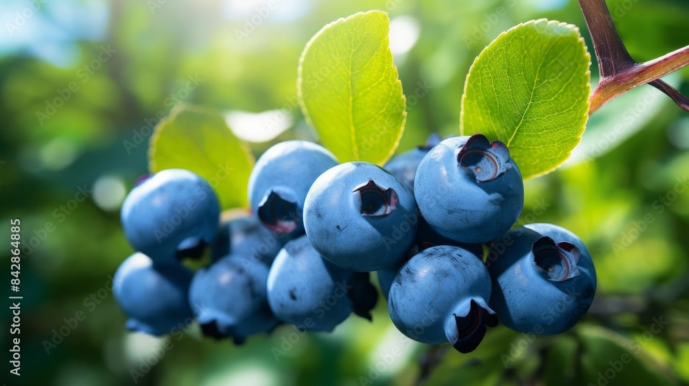 Another image of blueberries on a bush with a soft focus background Another image of blueberries on a bush with a soft focus background