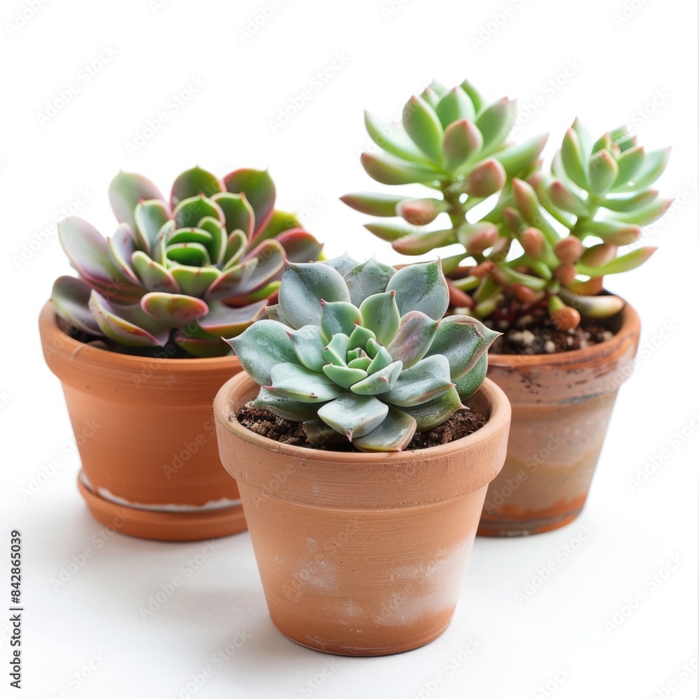 Mini Potted Succulents Collection on White Background - Nature-inspired Décor Element with Green Succulent Plants for Interior Design Mini Potted Succulents Collection on White Background - Nature-inspired Décor Element with Green Succulent Plants for Interior Design
