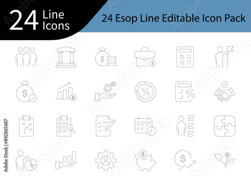 Collection of 24 Esop line icons. These design elements are suitable for your projects and are provided as vector illustrations."