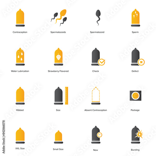Condom icon set. Safe sex icon vector illustration.	