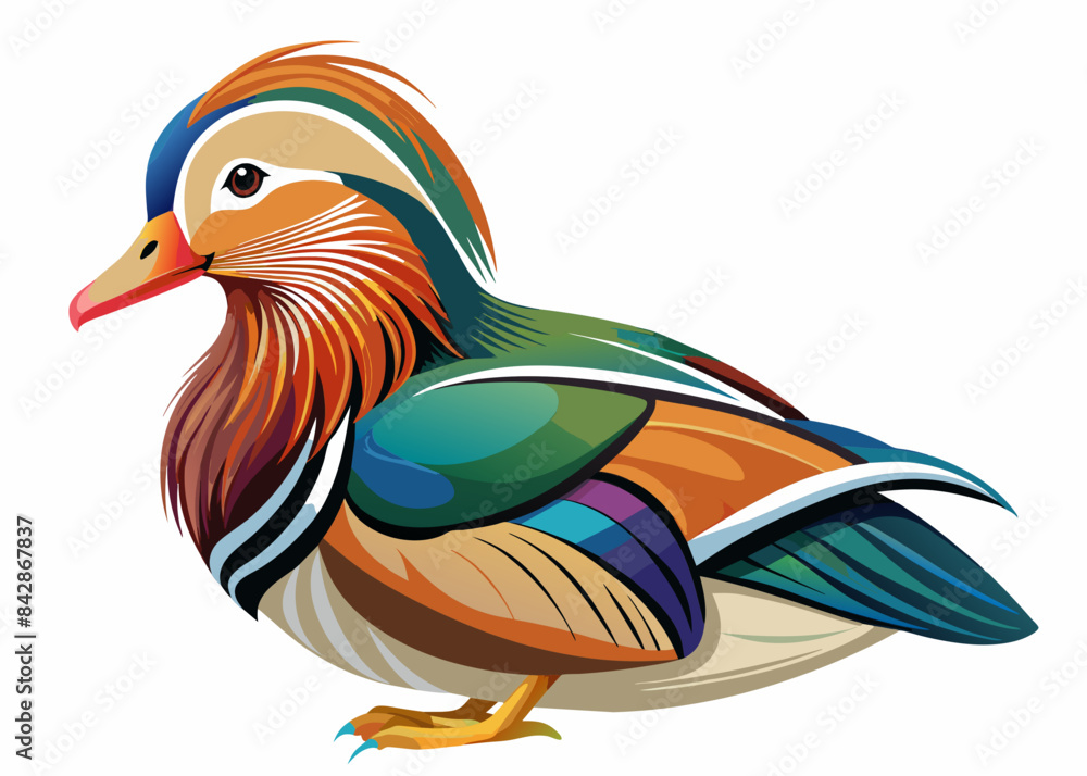 Obraz premium Mandarin Duck vector illustration 