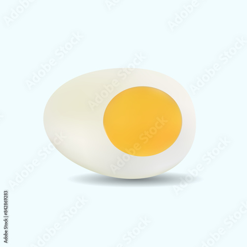 Boiled egg cut in half realistic vector illustration on white background