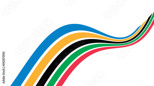 Colorful curved striped way isolated on transparent background. Olympic games banner. Olympic games straight lines, Olympic color ring, game line, modern. Vector illustration