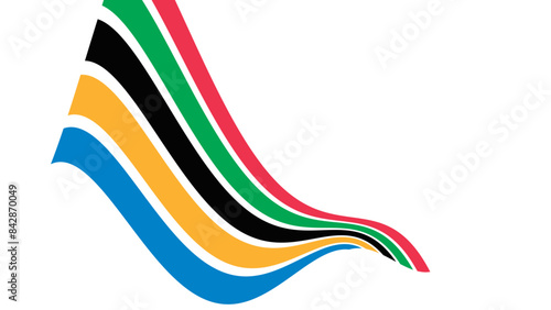 Colorful curved striped way isolated on transparent background. Olympic games banner. Olympic games straight lines, Olympic color ring, game line, modern. Vector illustration