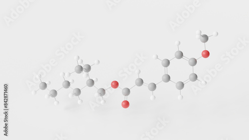 octinoxate molecule 3d, molecular structure, ball and stick model, structural chemical formula cinnamate ester photo