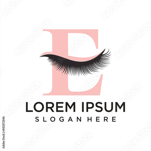 beauty eyelash logo design with letter logo consept premium vector
