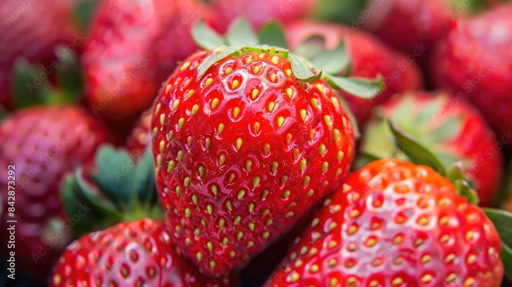 Juicy ripe strawberries with stems having the appearance of jumbo strawberries Juicy ripe strawberries with stems having the appearance of jumbo strawberries