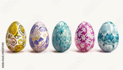 Colorful Easter eggs with various patterns 