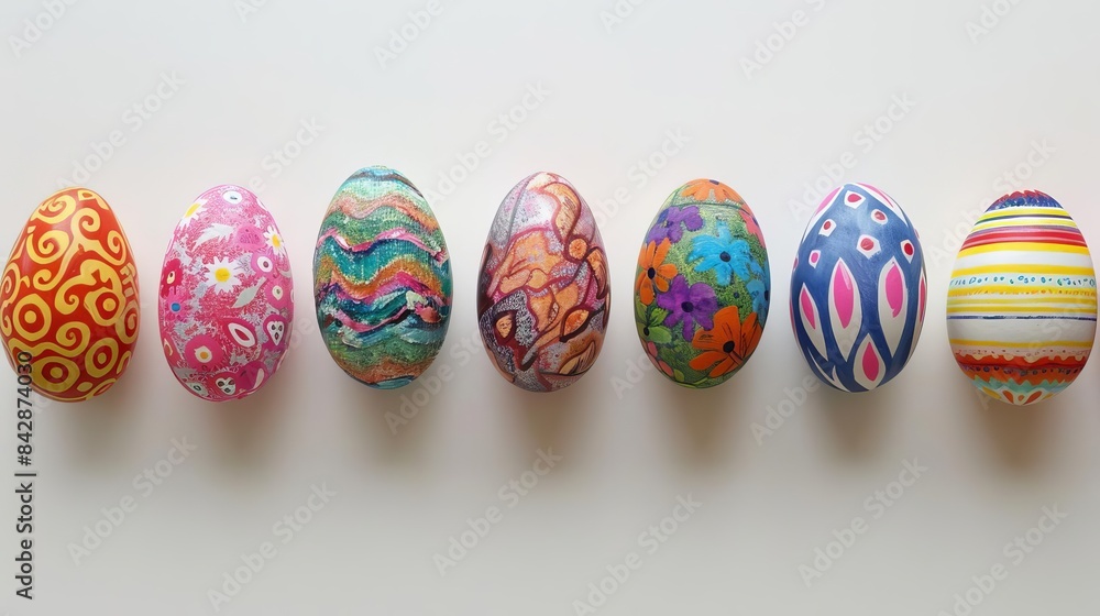 Colorful patterned Easter eggs, Colorful patterned Easter eggs,