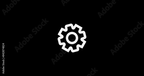 Gear motion 4k high quality black screen video. Gear rotating, settings, configuration concept animation. 