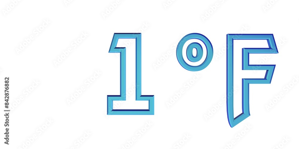 Blue number one with a Fahrenheit sign on a white background isolate. Temperature, weather, thermometer. Blue number one with a Fahrenheit sign on a white background isolate. Temperature, weather, thermometer.