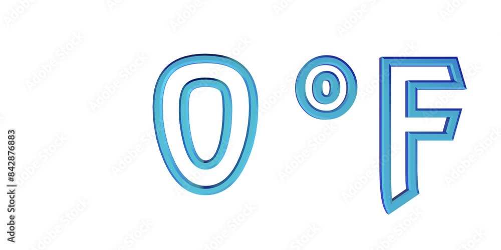 Blue number zero with a Fahrenheit sign on a white background isolate. Temperature, weather, thermometer. Blue number zero with a Fahrenheit sign on a white background isolate. Temperature, weather, thermometer.