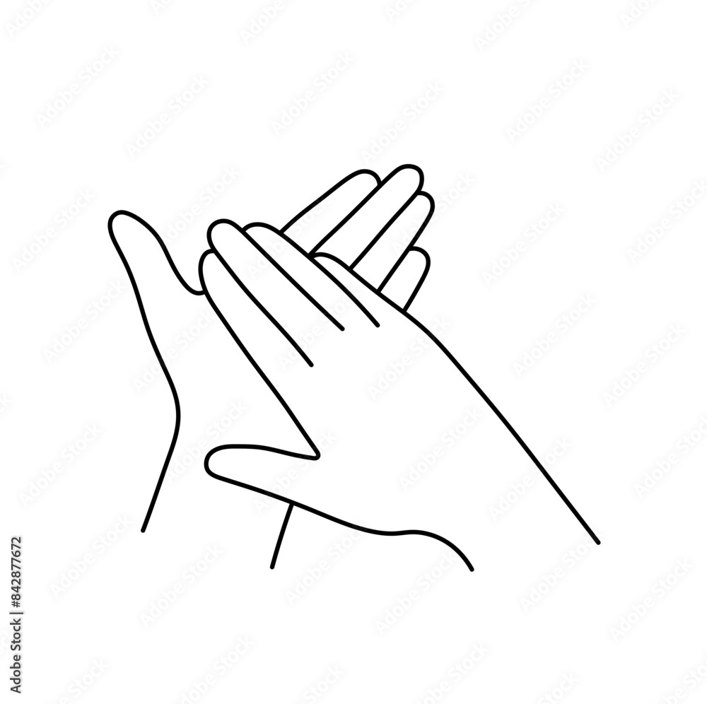 Vector isolated applause clapping hands image black and white contour line drawing icon Vector isolated applause clapping hands image black and white contour line drawing icon