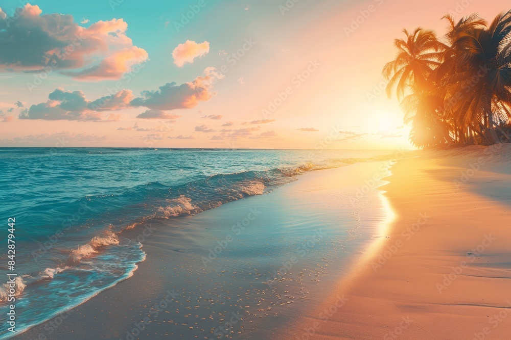 Marvellous Sunrise Beach. Tranquil Holiday Destination. Sea and Sky concept
