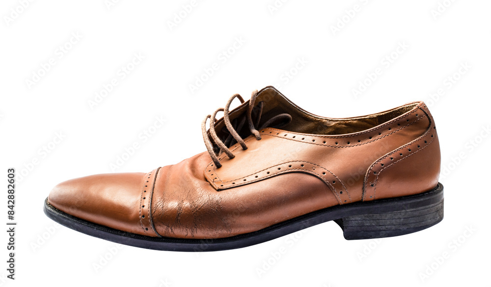 Men's brown leather shoes isolated on transparent background. Men's brown leather shoes isolated on transparent background.
