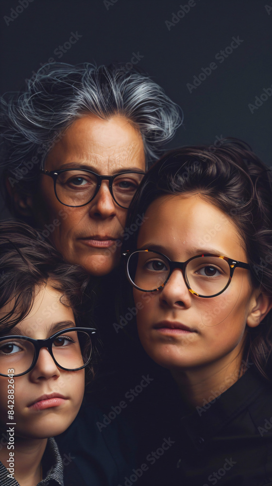 portrait photo of a family where everyone wears glasses portrait photo of a family where everyone wears glasses