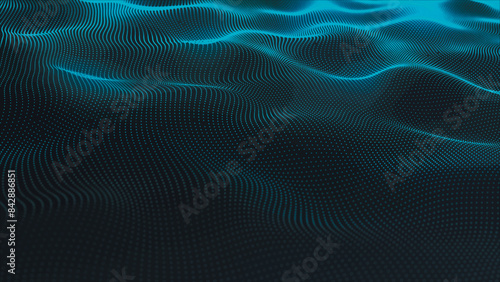 Futuristic particle wave. Abstract technology background. Big data visualization. 3D vector illustration