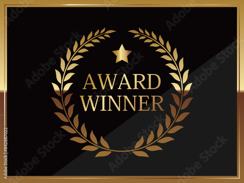 高級感のあるエンブレム　横位置　ブラック＆ゴールド