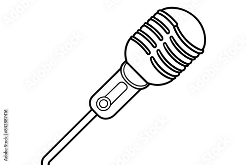 microphone outline art vector illustration