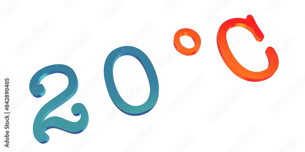 Numeral twenty with a blue Celsius degree sign on a white background isolate. Temperature, weather, thermometer. Numeral twenty with a blue Celsius degree sign on a white background isolate. Temperature, weather, thermometer.