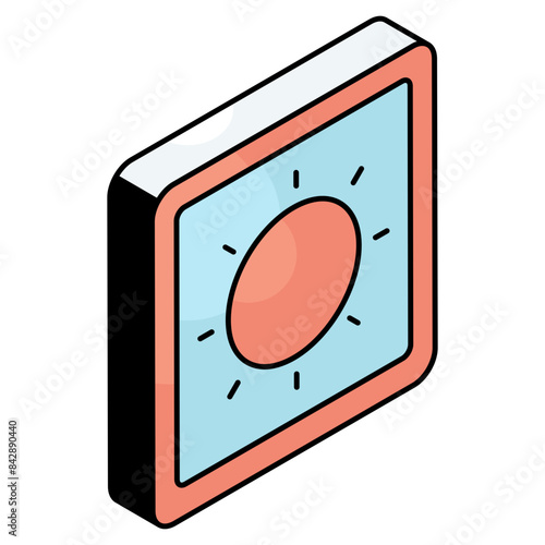 A flat design icon of brightness control 