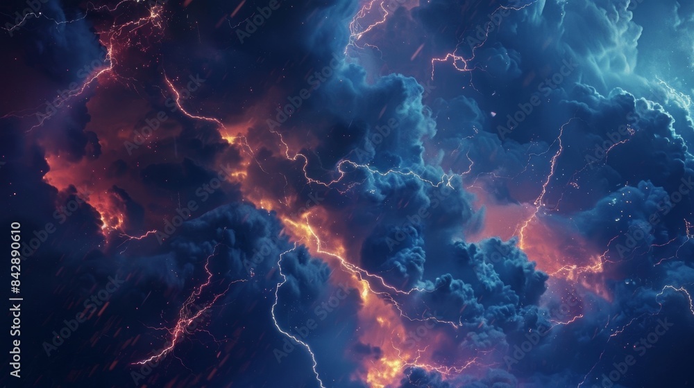 The sky is transformed into a canvas of crackling crawling lightning bolts. The sky is transformed into a canvas of crackling crawling lightning bolts.