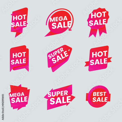 Sale tags collection. Special offer, big sale, discount, best price, mega sale banner set.