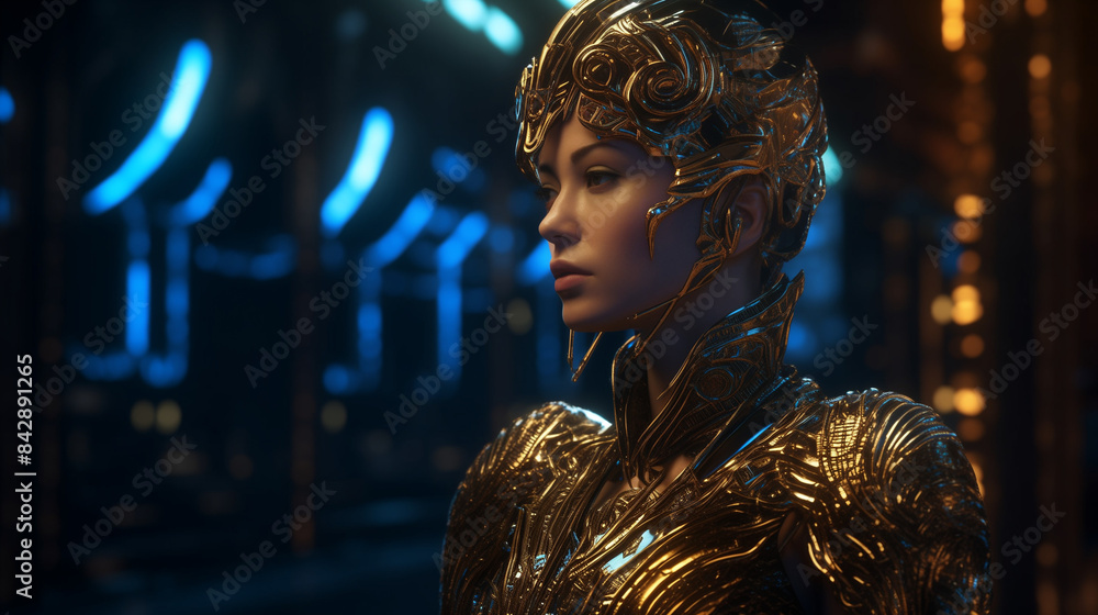 Obraz premium women cyberpunk theme, AI-generated