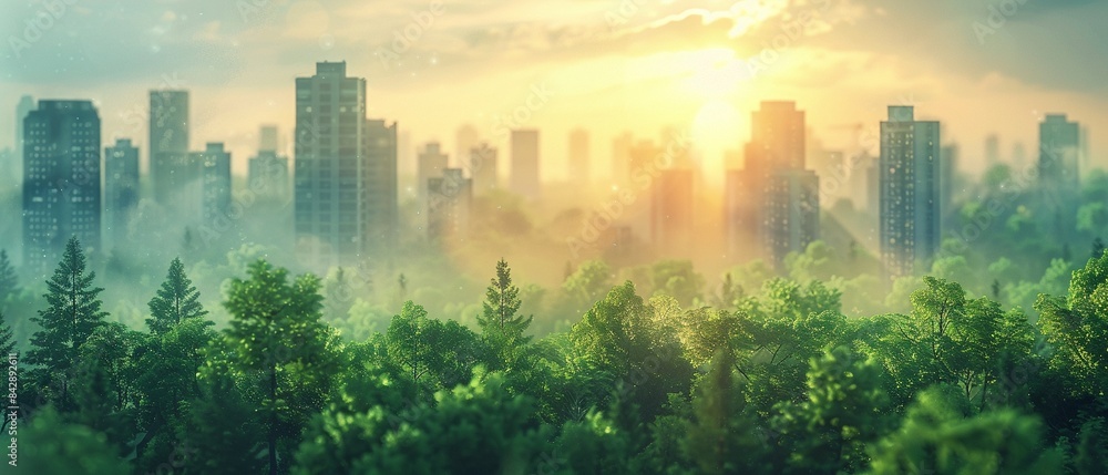 Green cityscape with trees in the foreground, symbolizing urban sustainability and environmental harmony, Modern, Digital Art, Soft Greens, High Detail 8K , high-resolution, ultra HD,up32K HD Green cityscape with trees in the foreground, symbolizing urban sustainability and environmental harmony, Modern, Digital Art, Soft Greens, High Detail 8K , high-resolution, ultra HD,up32K HD
