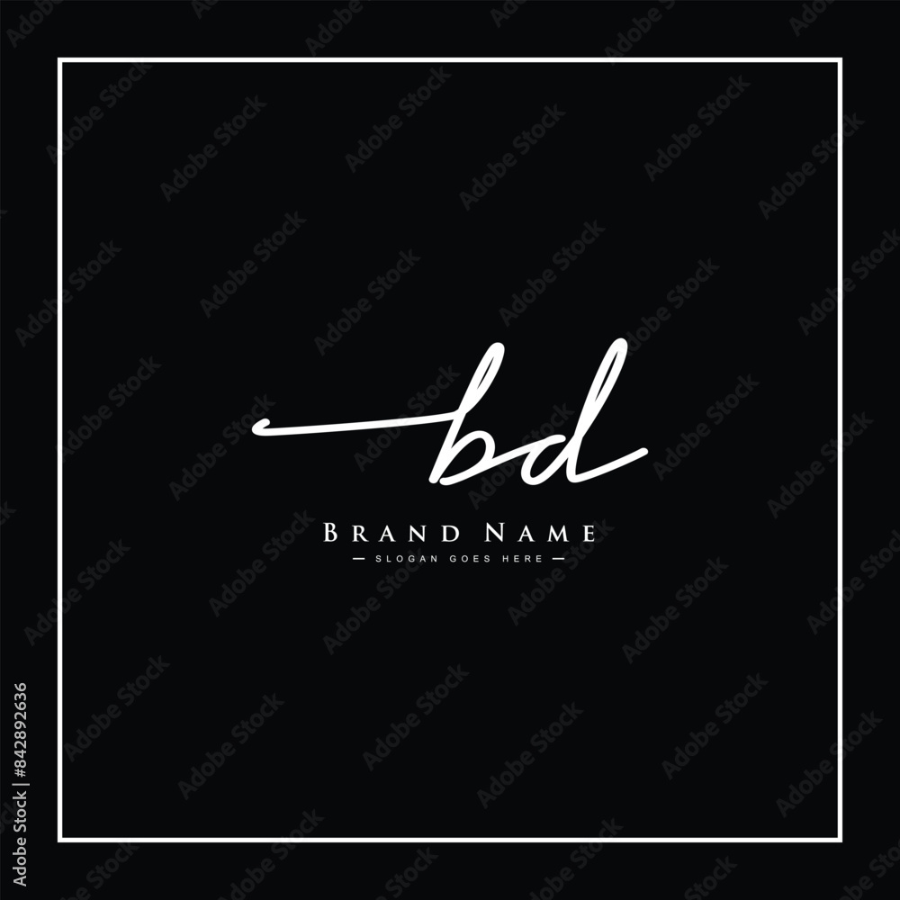 Initial Letter BD Vector Logo Template in handwritten Signature Style Initial Letter BD Vector Logo Template in handwritten Signature Style