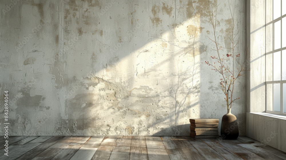 Convey the sense of anticipation in a room awaiting decoration on its bare walls. Convey the sense of anticipation in a room awaiting decoration on its bare walls.