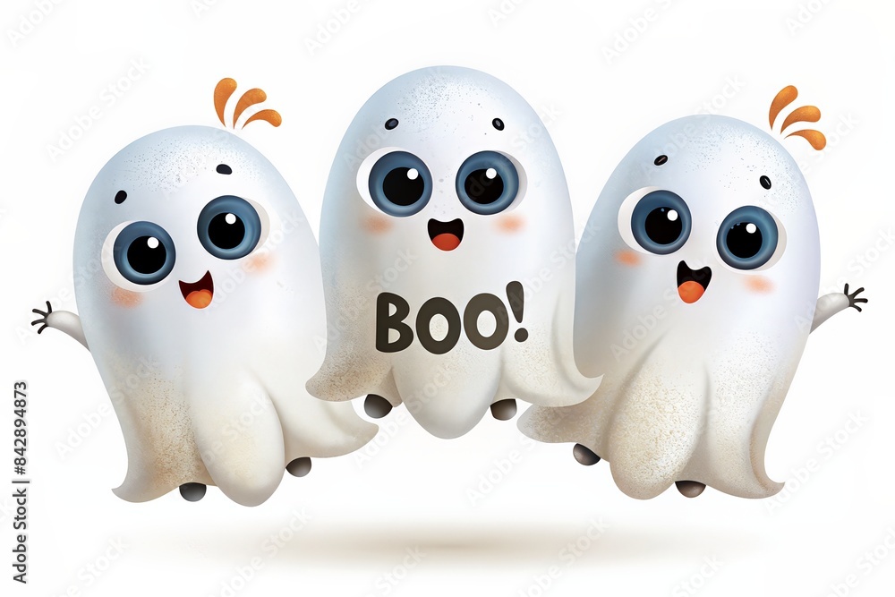 Three cute ghosts saying Three cute ghosts saying