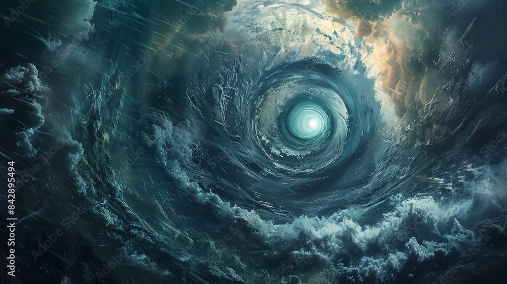 A hurricane's eye brings temporary calm, surrounded by the swirling chaos of the storm. A hurricane's eye brings temporary calm, surrounded by the swirling chaos of the storm.