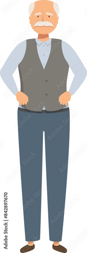 Confident elderly businessman with hands on hips is proud of his long career Confident elderly businessman with hands on hips is proud of his long career