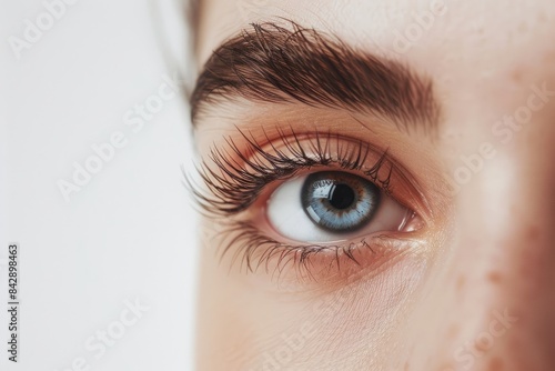 Female Eye with Extreme Long False Eyelashes. Eyelash Extensions. Makeup, Cosmetics, Beauty. Close up, Macro, skin care concept, Beauty concept