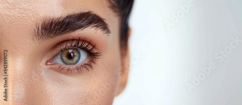 Female Eye with Extreme Long False Eyelashes. Eyelash Extensions. Makeup, Cosmetics, Beauty. Close up, Macro, skin care concept, Beauty concept