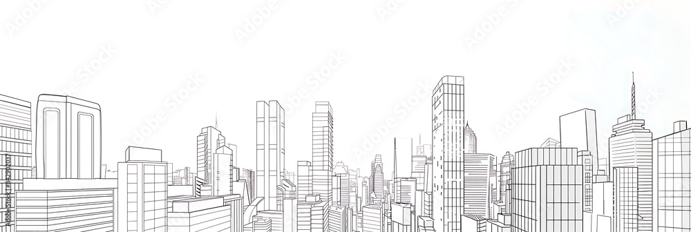 Skyscraper line drawing, panorama wallpaper, the simple beauty of backgrounds for graphics Skyscraper line drawing, panorama wallpaper, the simple beauty of backgrounds for graphics