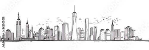 Skyscraper line drawing, panorama wallpaper, the simple beauty of backgrounds for graphics