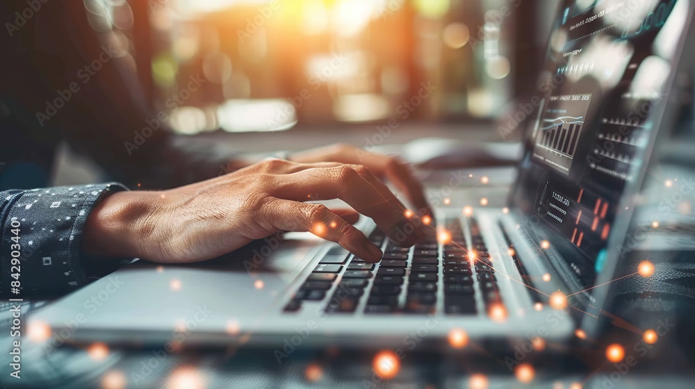 Man Typing Keyboard Laptop Hand.Project Manager Researching Process.Business Team . Generative Ai Man Typing Keyboard Laptop Hand.Project Manager Researching Process.Business Team . Generative Ai