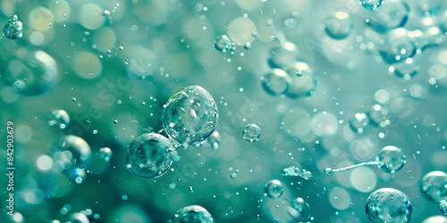 Wallpaper Mural The image features a close-up of numerous translucent bubbles against a teal background, evoking a sense of lightness and purity Torontodigital.ca