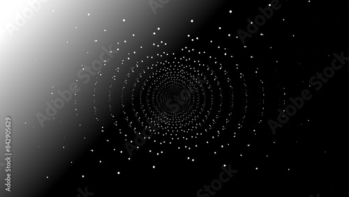 The vector dotted spiral vortex graphic is a visually interesting and complex image. use of color, movement, and text, all contribute to its overall effect. 
