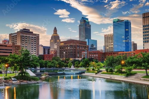 Stunning 4K cityscape of downtown Omaha, Nebraska.